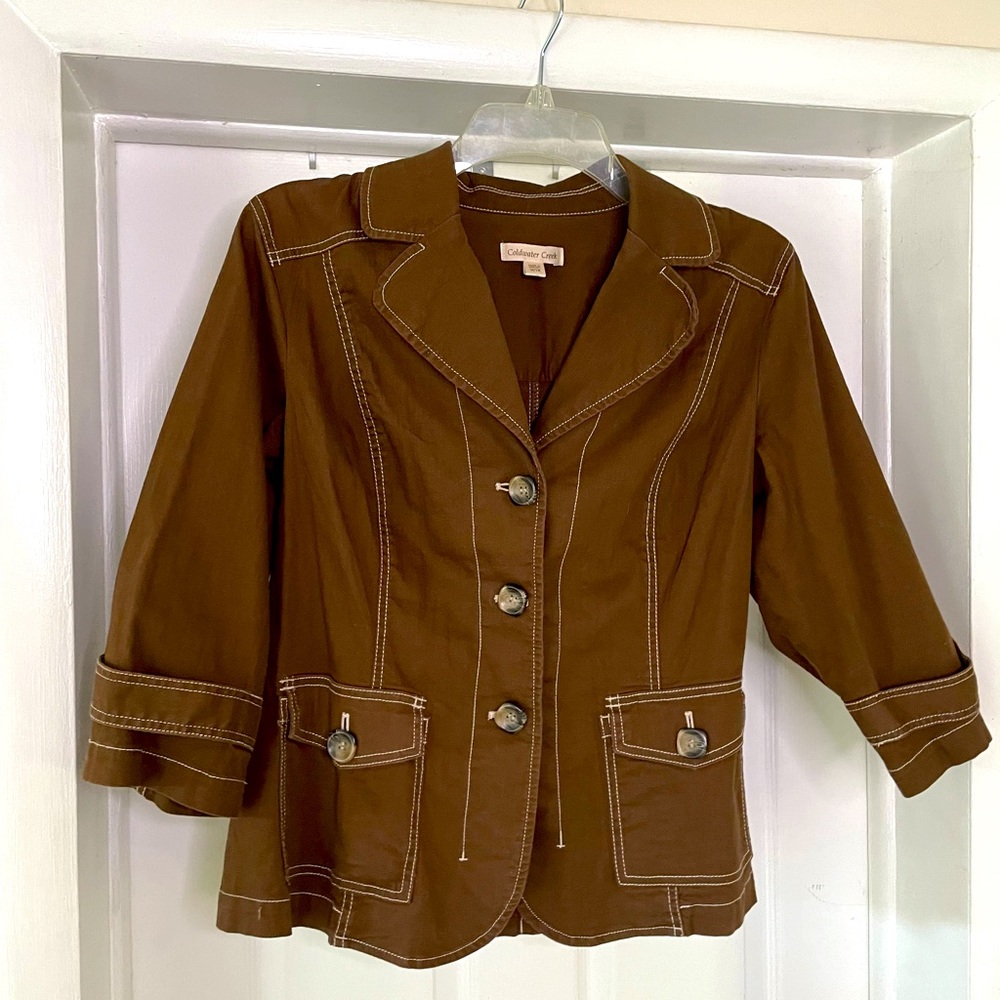 Coldwater Creek 18W 3/4 sleeve jacket/blazer brown
